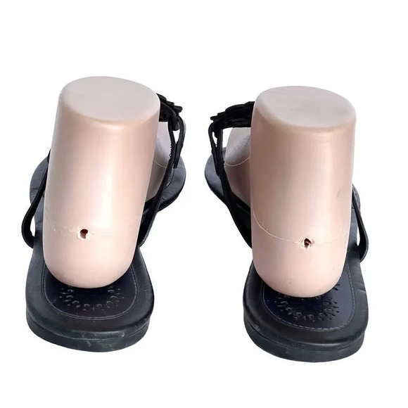 Tory Burch Miller Scallop Leather Sandals Navy Blue/Black Slide Women’s Size 10 - Picture 6 of 9